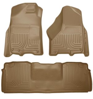 Ram 3500 Floor Liners - Front + Rear - Husky Liners - WeatherBeater - Tan - `10-`12